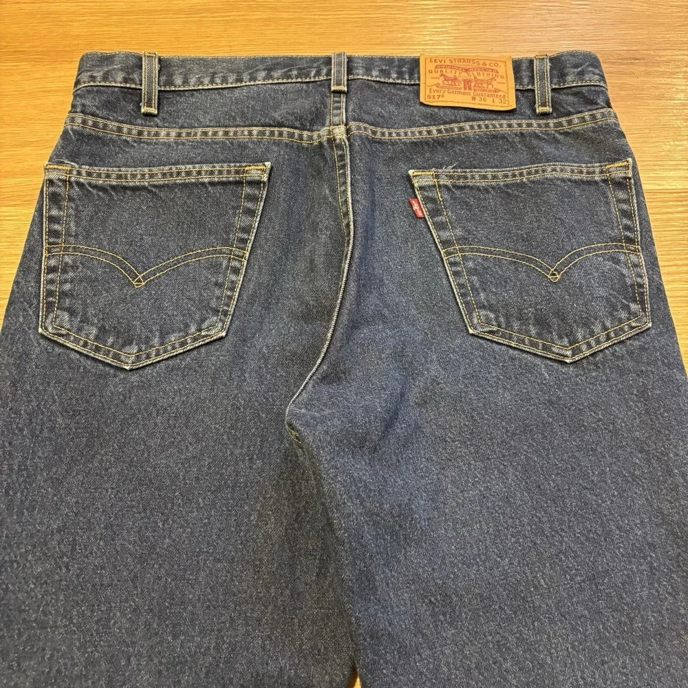 VTG Levi's 517 Boot Cut Jeans Men's 36x32 USA Made Dark Indigo Denim Cowboy Y2K